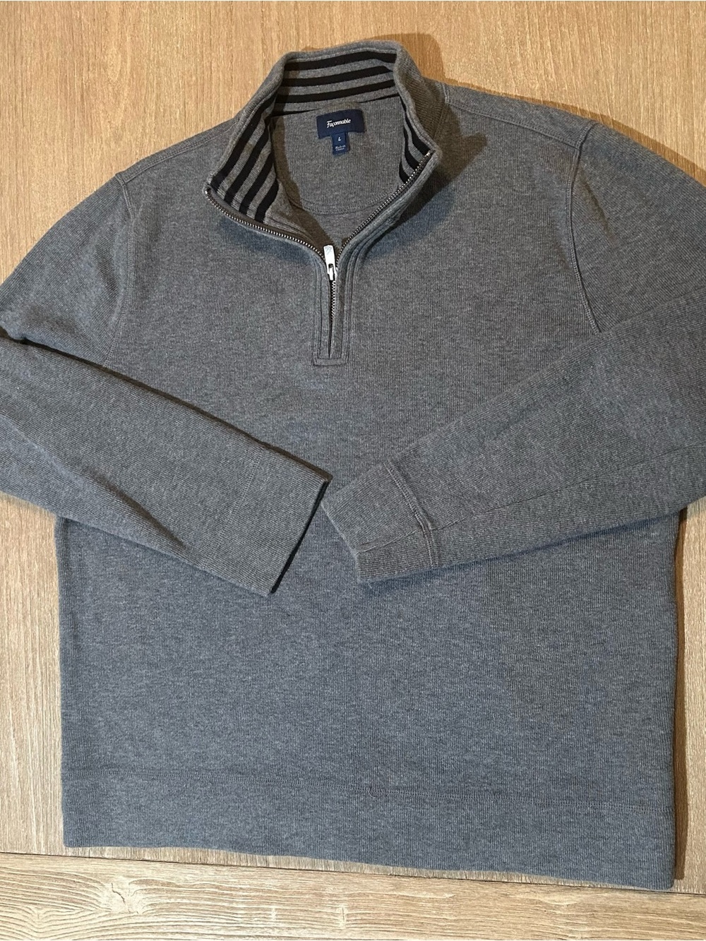 Façonnable Men’s 1/4 Zip Pullover Sweater Gray Size Large 100% Cotton